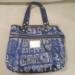 Awesome  Large blue and gold coach bag.